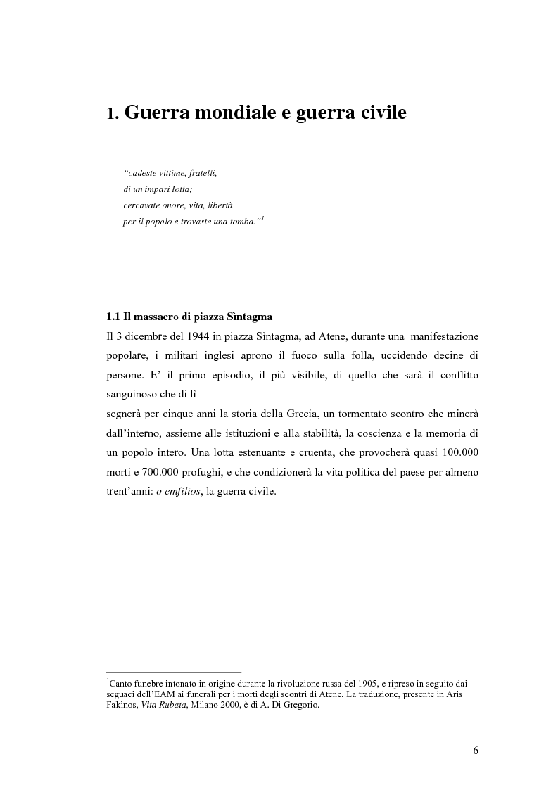 Anteprima della tesi: Qui le lacrime non servono - La guerra civile greca e i suoi riflessi letterari, Pagina 5
