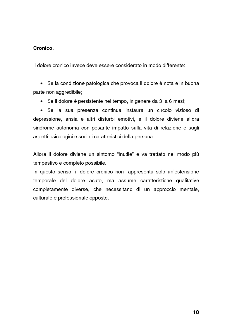 Anteprima della tesi: Dolore: una battaglia ancora da vincere. Curare se non si può guarire., Pagina 10