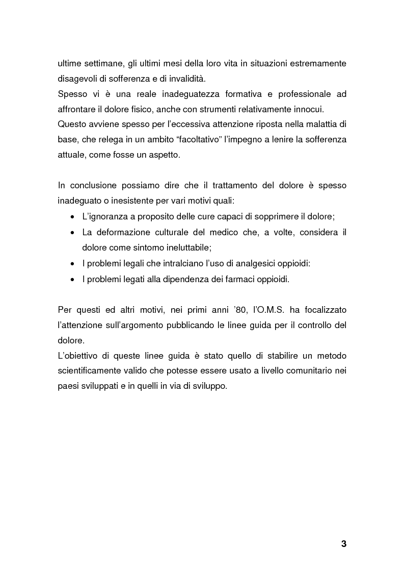 Anteprima della tesi: Dolore: una battaglia ancora da vincere. Curare se non si può guarire., Pagina 3
