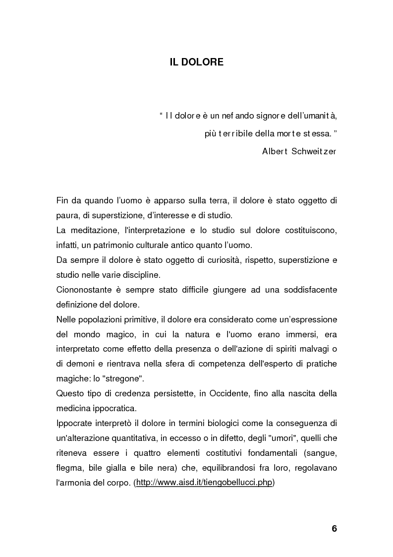 Anteprima della tesi: Dolore: una battaglia ancora da vincere. Curare se non si può guarire., Pagina 6