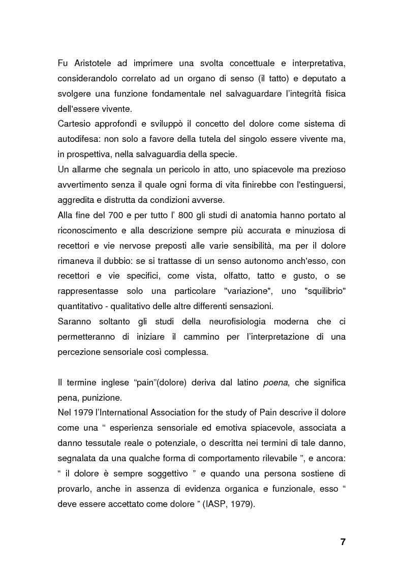 Anteprima della tesi: Dolore: una battaglia ancora da vincere. Curare se non si può guarire., Pagina 7