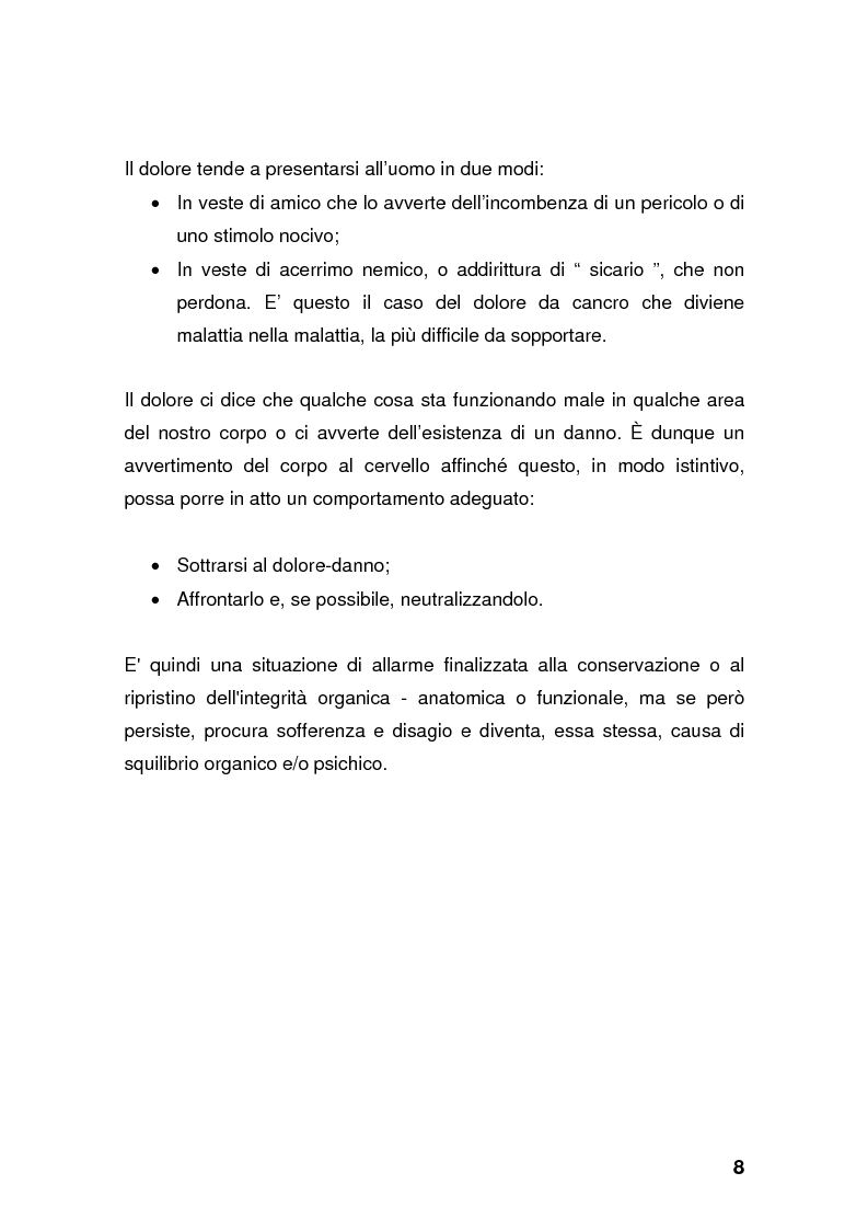Anteprima della tesi: Dolore: una battaglia ancora da vincere. Curare se non si può guarire., Pagina 8