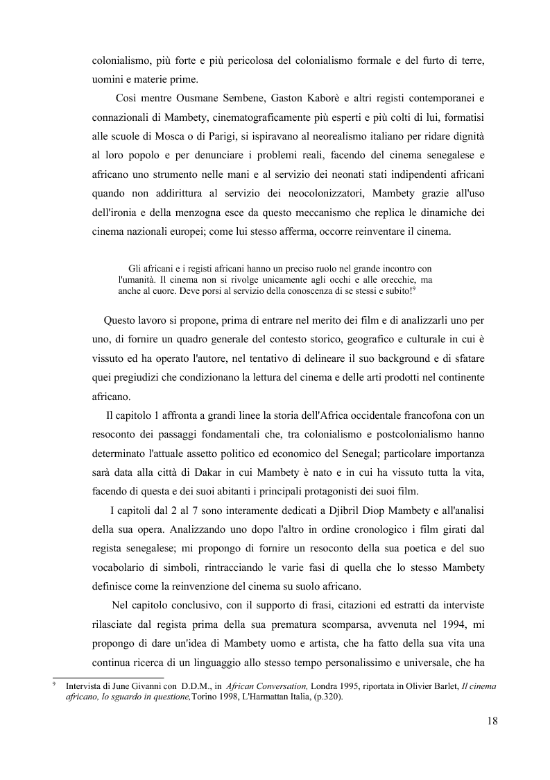 Anteprima della tesi: Djibril Diop Mambety, Pagina 6