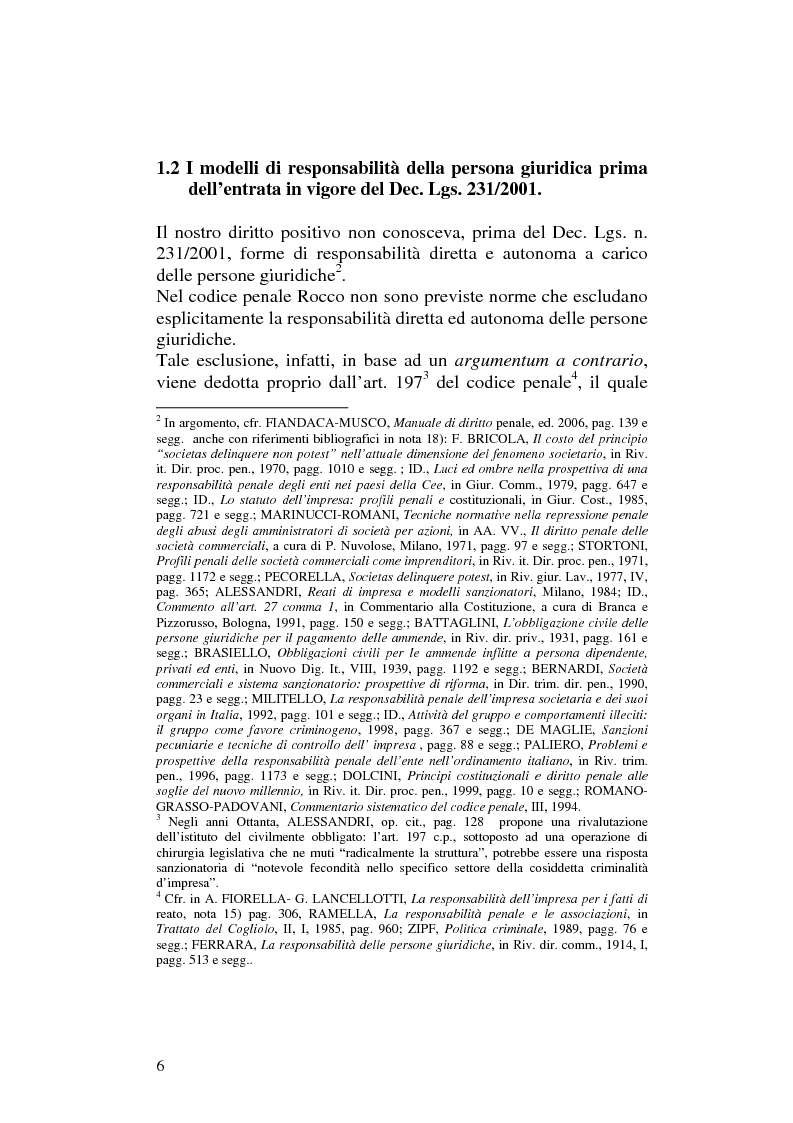 Anteprima della tesi: Profili civilistici del Decreto Legislativo n.231/2001, Pagina 2