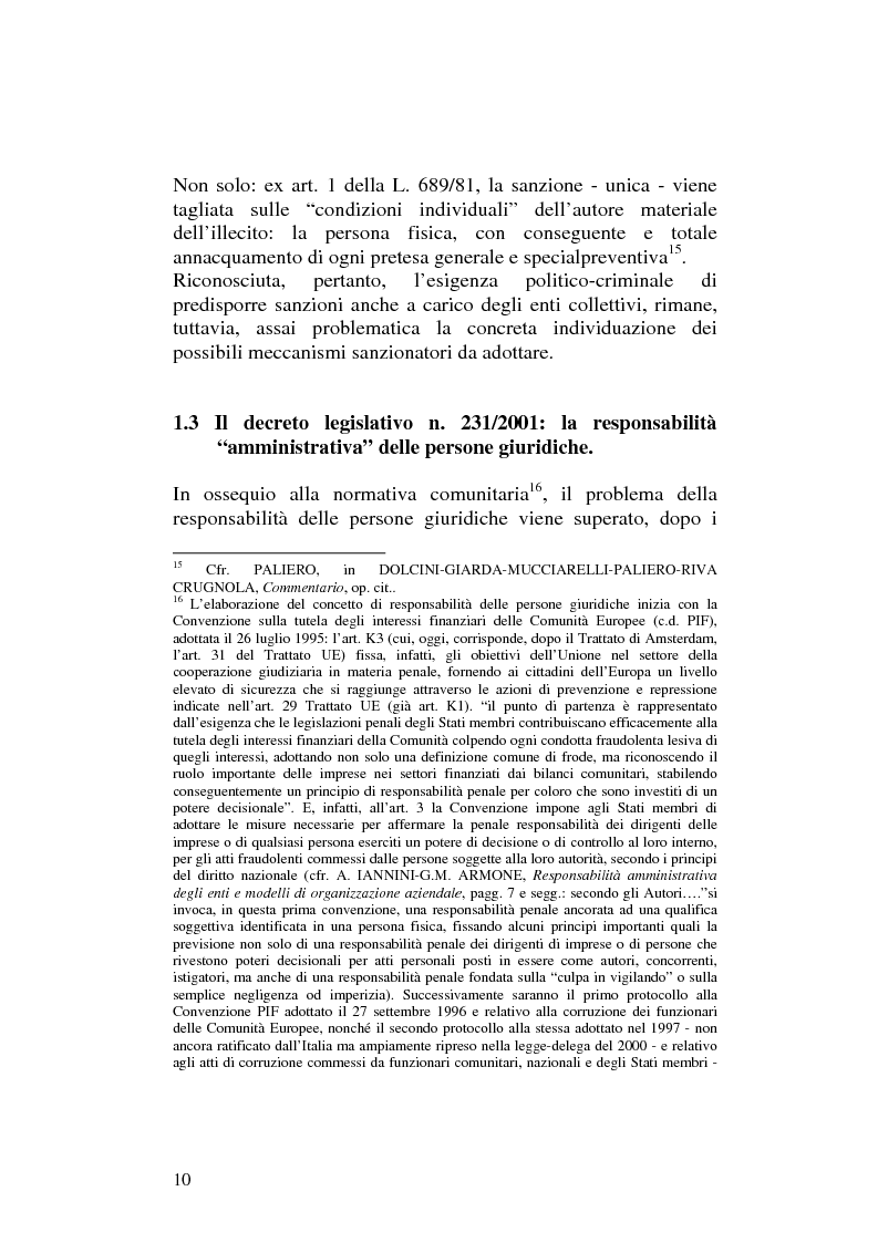 Anteprima della tesi: Profili civilistici del Decreto Legislativo n.231/2001, Pagina 6