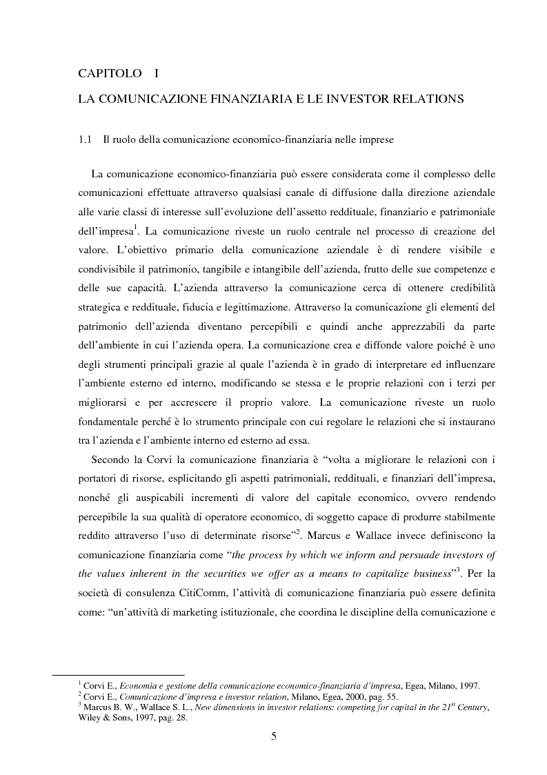 Anteprima della tesi: Pubblicità finanziaria e quotazione in borsa. Il caso Cobra Automotive Technologies., Pagina 3