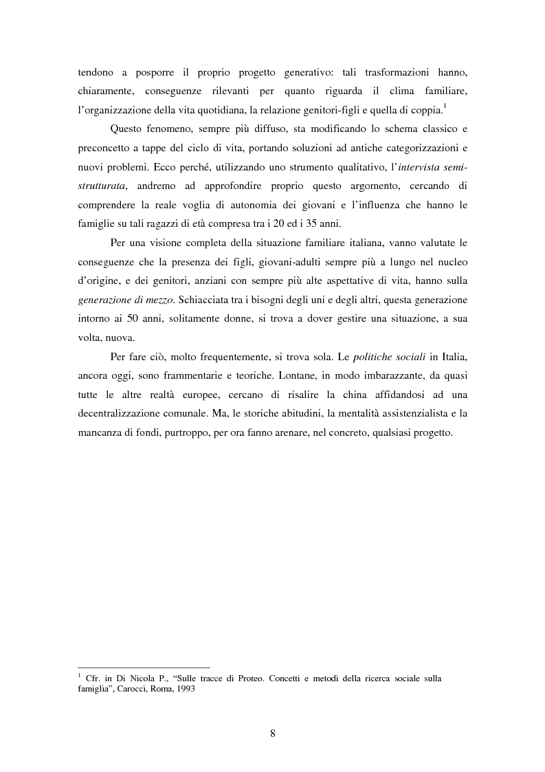 Anteprima della tesi: Dinamiche generazionali e nuovi cicli di vita familiare. La famiglia lunga del giovane adulto: invecchiare come figli., Pagina 2