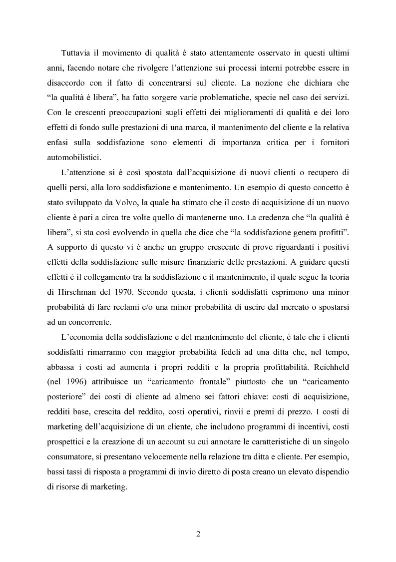 Anteprima della tesi: Analisi statistica della soddisfazione della clientela nel settore dell'automobile, Pagina 2