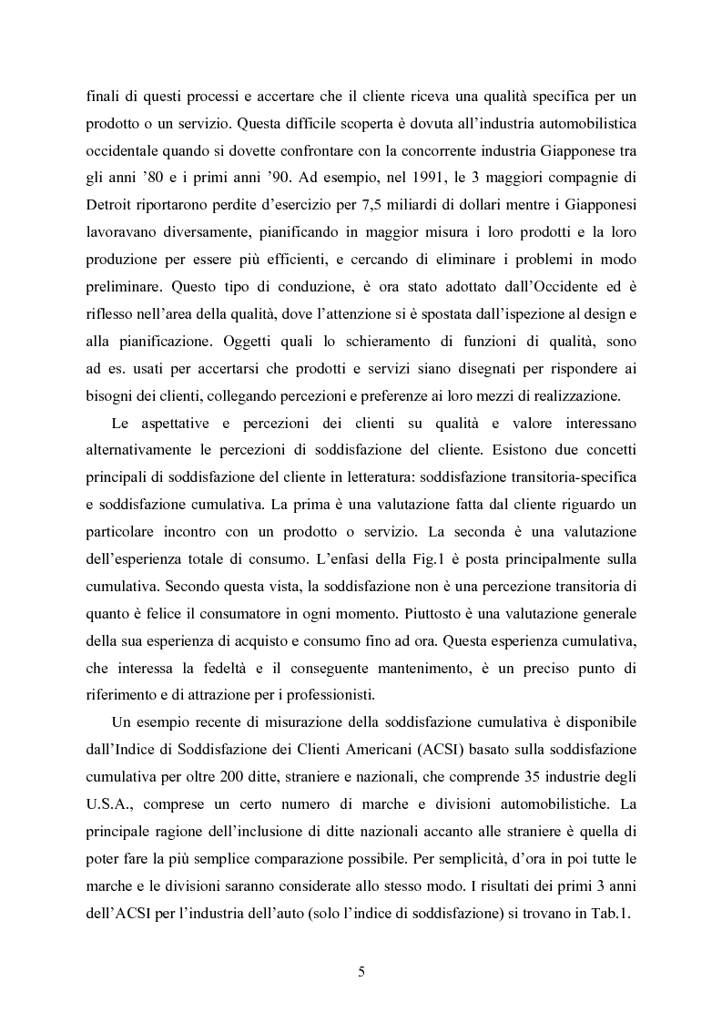 Anteprima della tesi: Analisi statistica della soddisfazione della clientela nel settore dell'automobile, Pagina 5