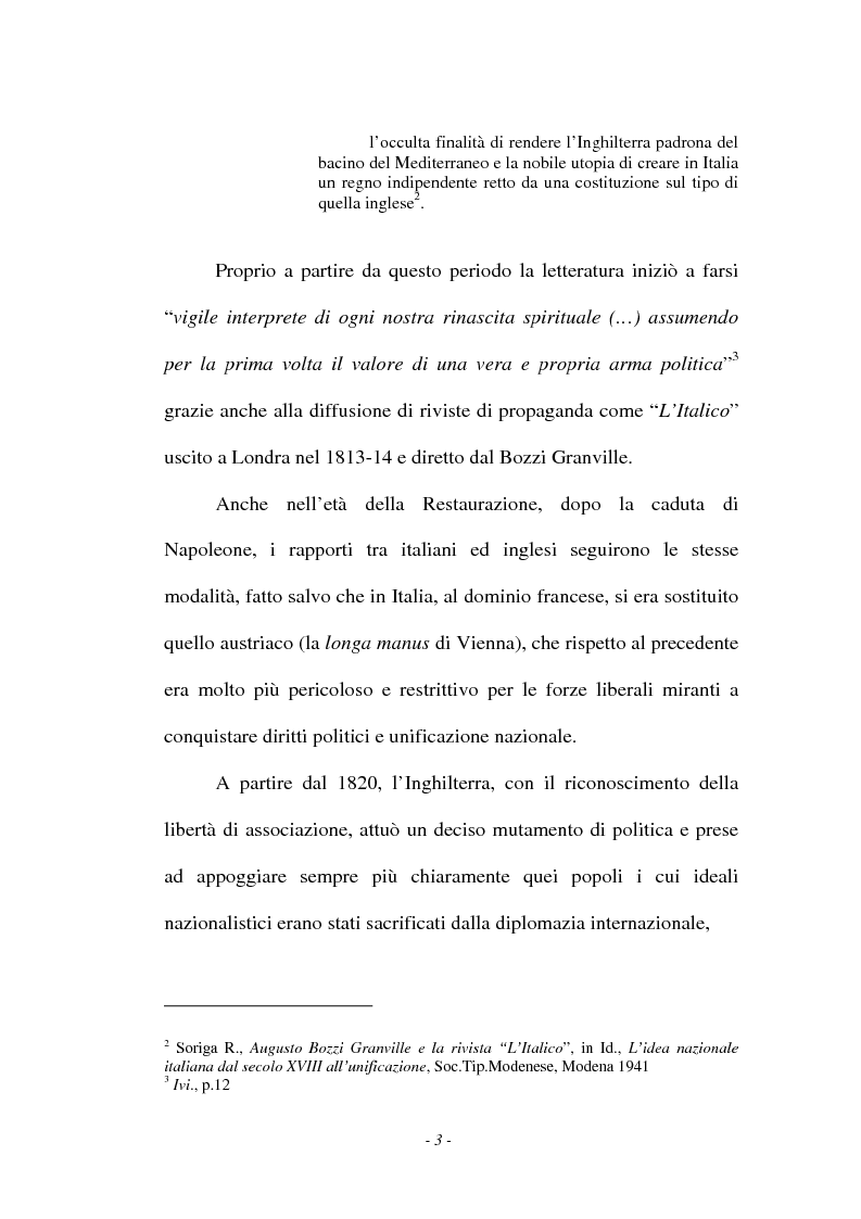 Anteprima della tesi: L'emigrazione italiana in Inghilterra tra Letteratura e Politica (1820-1860), Pagina 3