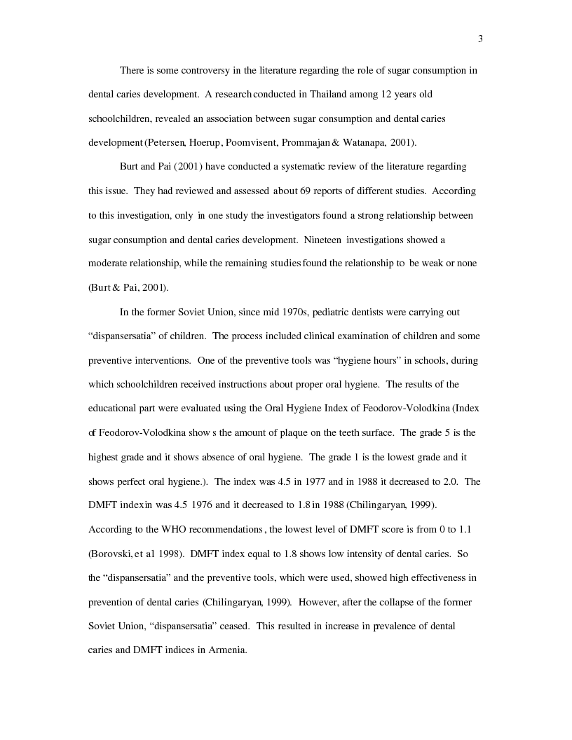Anteprima della tesi: Dental Caries, Oral Hygiene Skills and Nutritional Skills of Sisian Schoolchildren Aged 12, Pagina 4