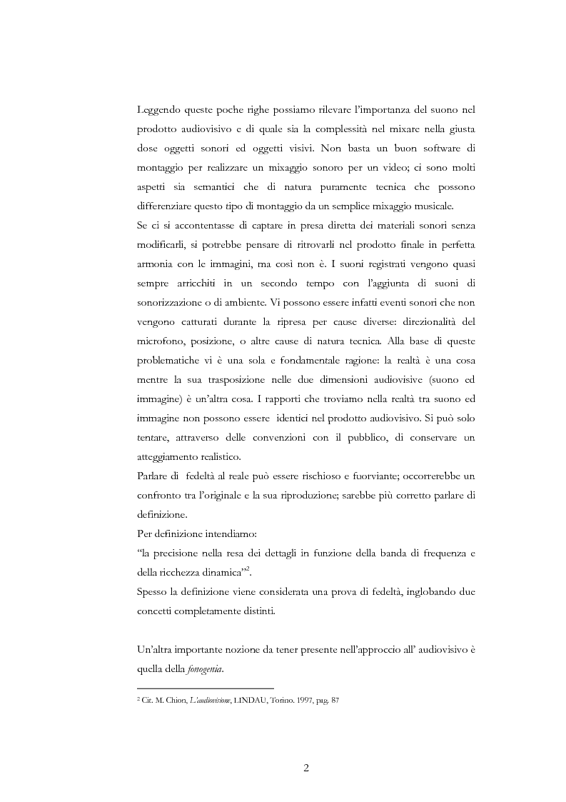 Anteprima della tesi: Ripresa ed elaborazione del suono nell'audiovisivo, Pagina 2