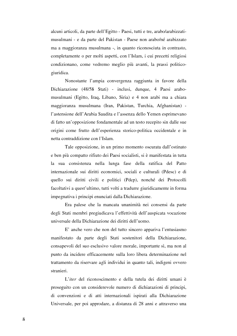 Anteprima della tesi: La protezione dei diritti dell'uomo nei Paesi arabo-islamici, Pagina 2