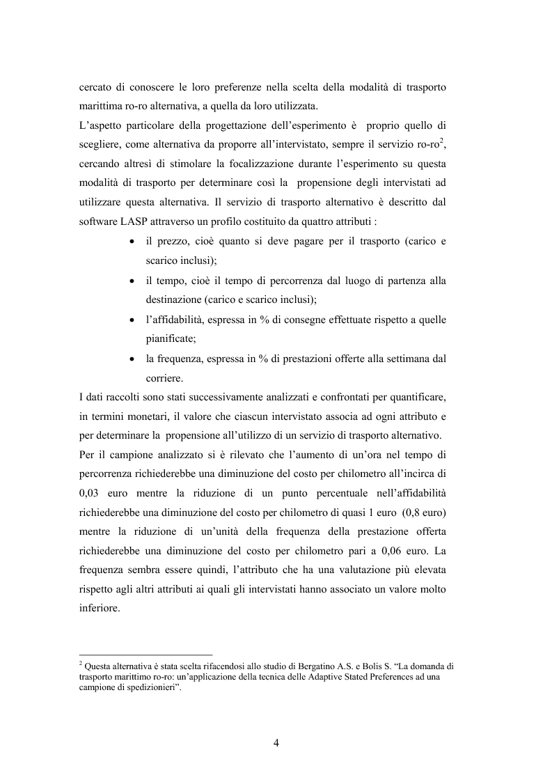 Anteprima della tesi: Studio delle preferenze degli operatori di trasporto nell'area di Taranto, Pagina 3