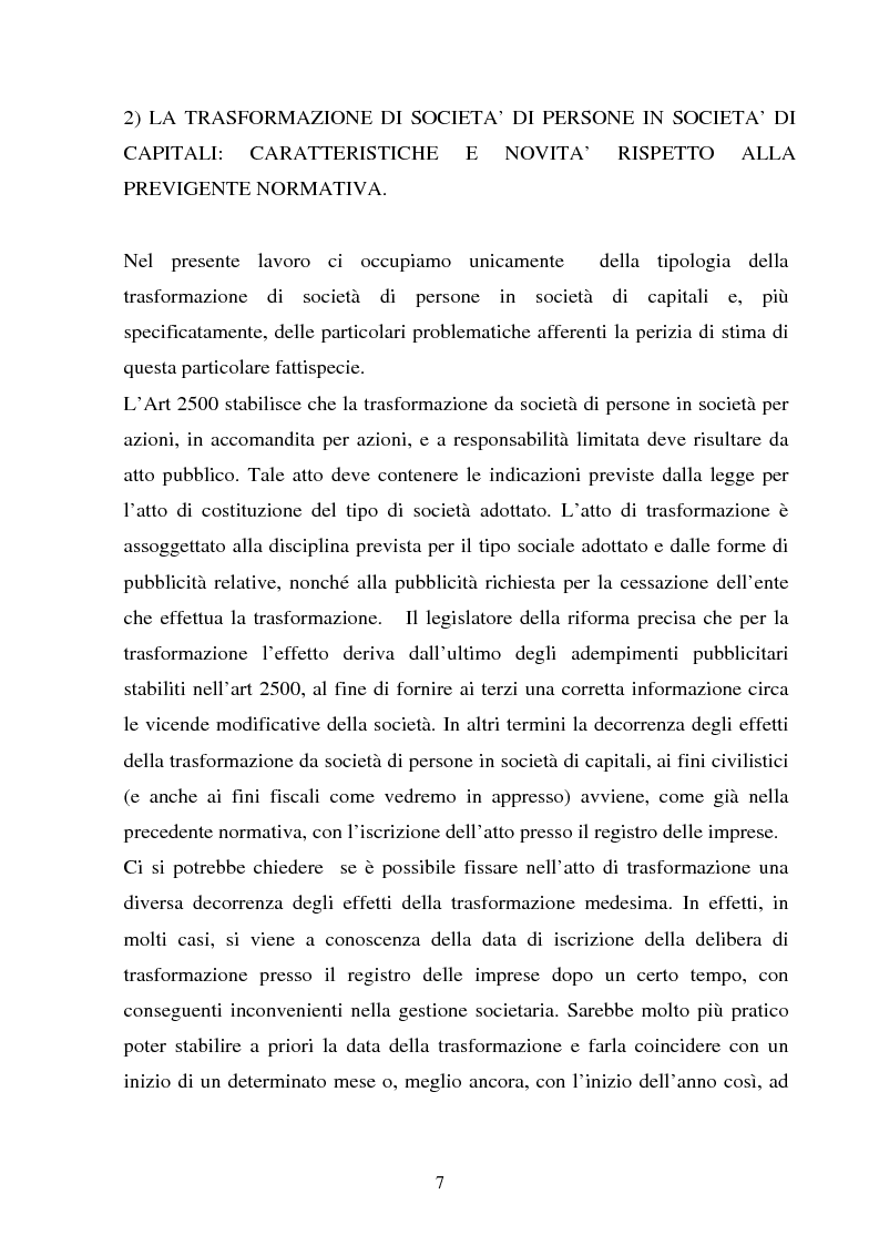 Anteprima della tesi: La perizia di stima relativa alla trasformazione delle società di persone in società di capitali alla luce della normativa introdotta dalla riforma societaria., Pagina 4