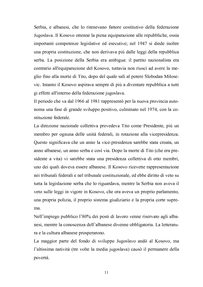 Anteprima della tesi: Il Kosovo tra indipendenza ed integrazione europea: problematiche economico - politiche e strategie di integrazione comunitaria, Pagina 11
