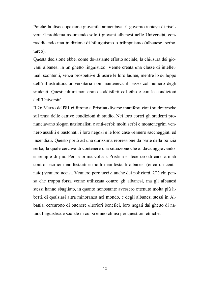 Anteprima della tesi: Il Kosovo tra indipendenza ed integrazione europea: problematiche economico - politiche e strategie di integrazione comunitaria, Pagina 12
