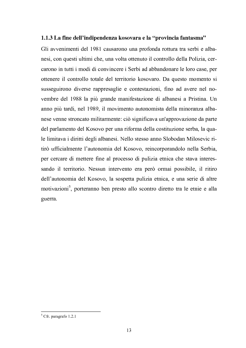 Anteprima della tesi: Il Kosovo tra indipendenza ed integrazione europea: problematiche economico - politiche e strategie di integrazione comunitaria, Pagina 13
