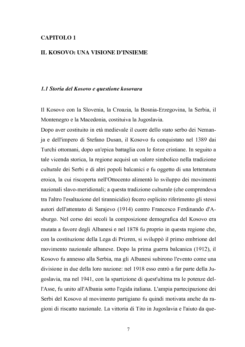 Anteprima della tesi: Il Kosovo tra indipendenza ed integrazione europea: problematiche economico - politiche e strategie di integrazione comunitaria, Pagina 7