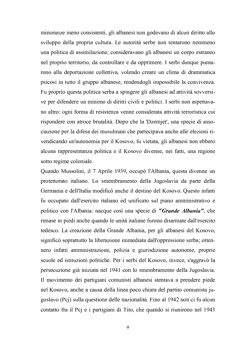 Anteprima della tesi: Il Kosovo tra indipendenza ed integrazione europea: problematiche economico - politiche e strategie di integrazione comunitaria, Pagina 9