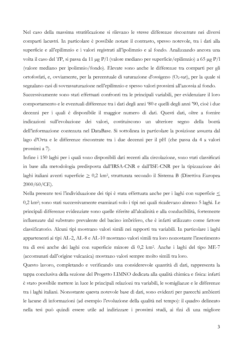 Anteprima della tesi: Qualità chimica e fisica dei laghi italiani nell'arco di un trentennio, Pagina 3