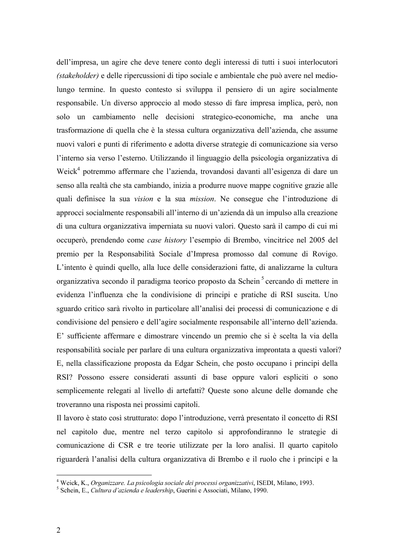 Anteprima della tesi: La Responsabilità Sociale d'Impresa nella cultura organizzativa di un'azienda italiana, Pagina 2