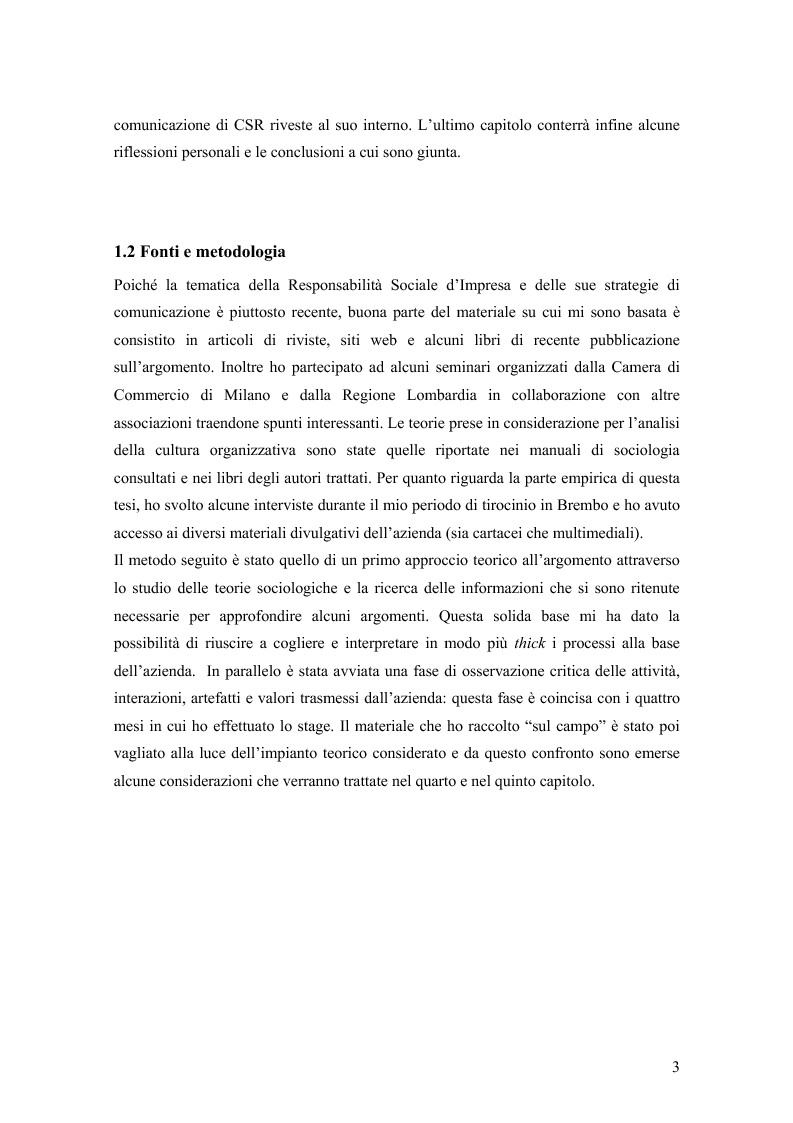 Anteprima della tesi: La Responsabilità Sociale d'Impresa nella cultura organizzativa di un'azienda italiana, Pagina 3