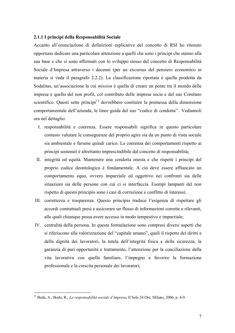 Anteprima della tesi: La Responsabilità Sociale d'Impresa nella cultura organizzativa di un'azienda italiana, Pagina 7