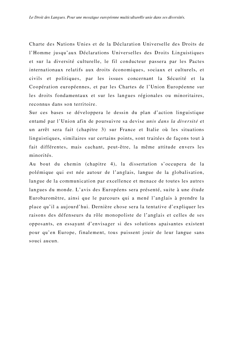 Anteprima della tesi: Le Droit des Langues. Pour une mosaique européenne multiculturelle unie dans ses diversités, Pagina 2