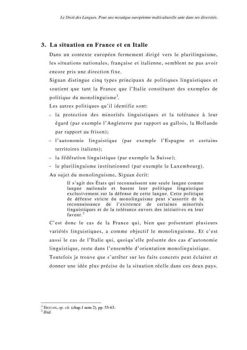 Anteprima della tesi: Le Droit des Langues. Pour une mosaique européenne multiculturelle unie dans ses diversités, Pagina 5