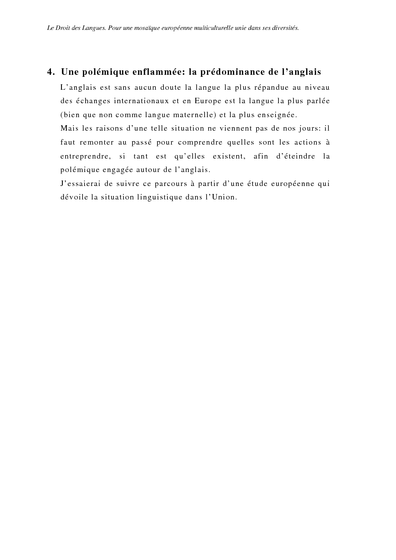 Anteprima della tesi: Le Droit des Langues. Pour une mosaique européenne multiculturelle unie dans ses diversités, Pagina 6
