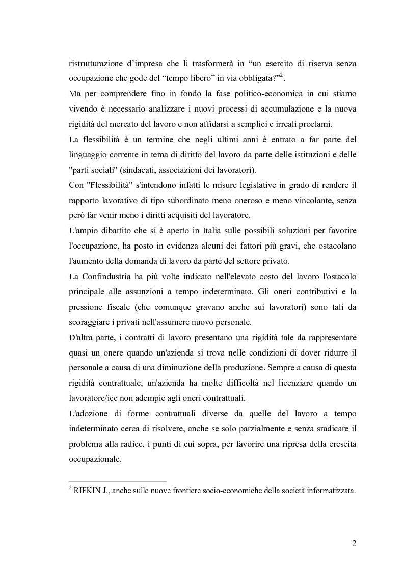 Anteprima della tesi: La flessibilità nel mercato del lavoro italiano, Pagina 2