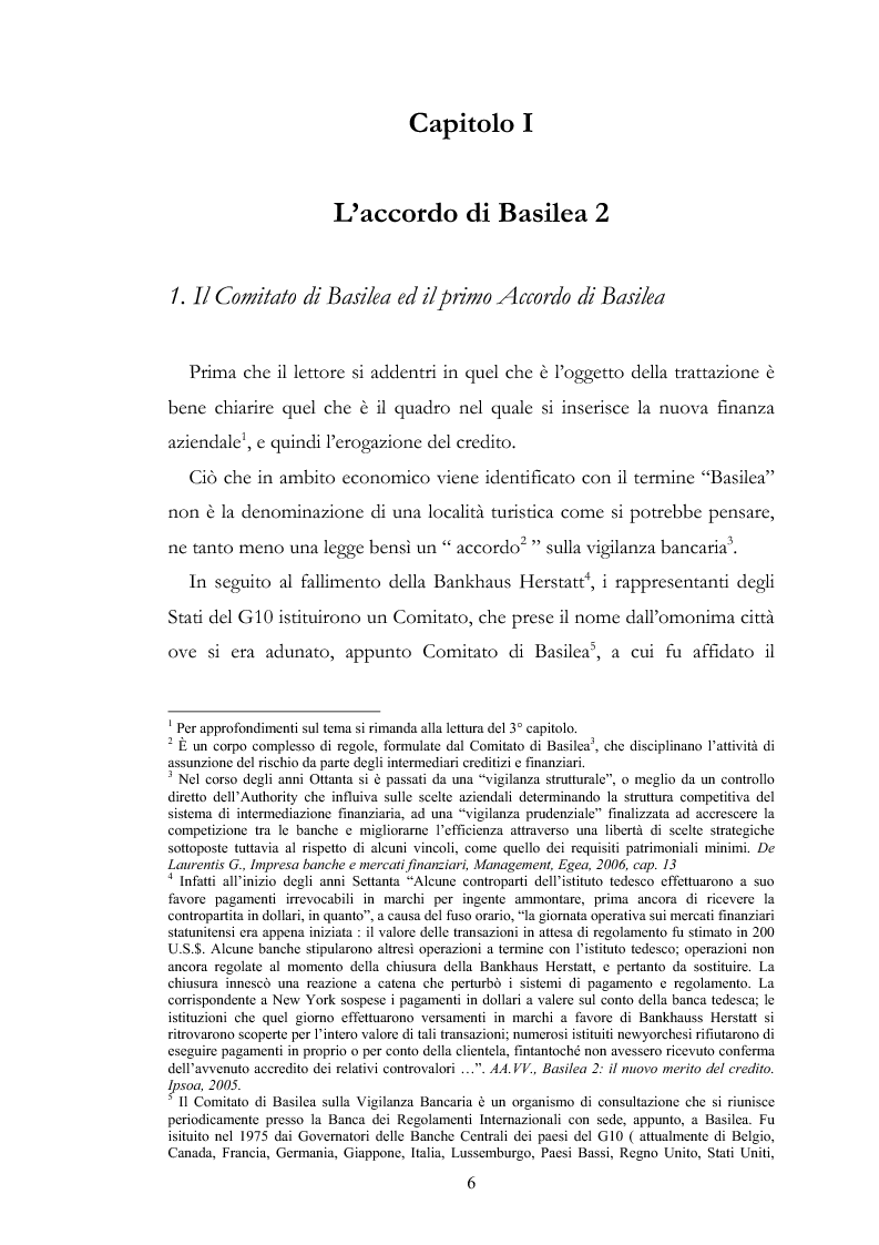 Anteprima della tesi: Il finanziamento delle imprese alla luce degli Accordi di Basilea 2, Pagina 6