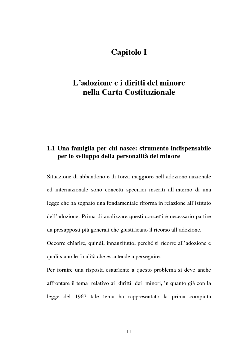 Anteprima della tesi: La tutela costituzionale ed internazionale del minore in stato di adozione, Pagina 6