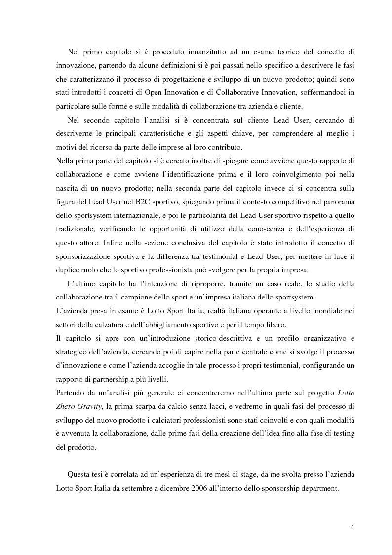 Anteprima della tesi: Lead User e innovazione di prodotto in un'azienda sportiva: il caso Lotto Sport Italia, Pagina 2