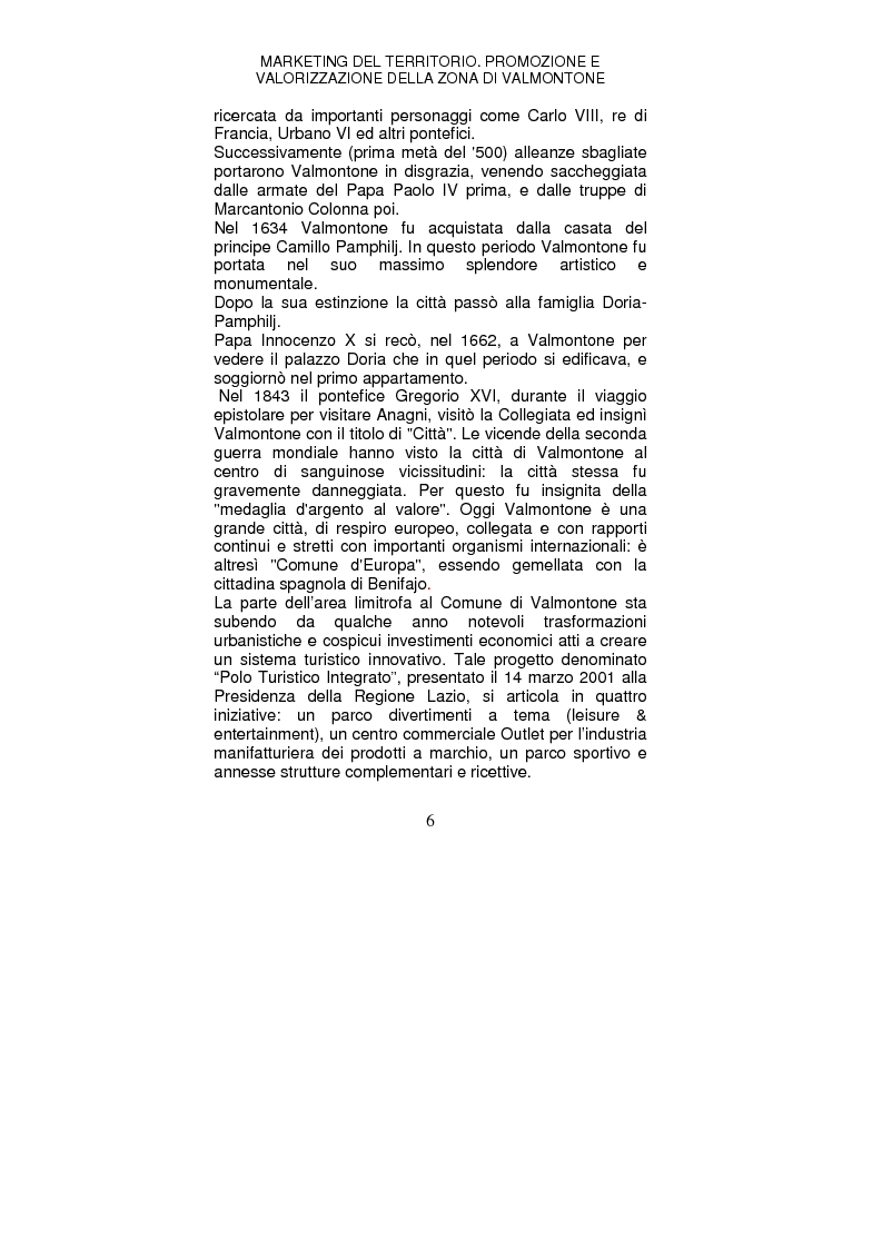 Anteprima della tesi: Marketing del territorio. Promozione e valorizzazione della zona di Valmontone., Pagina 2