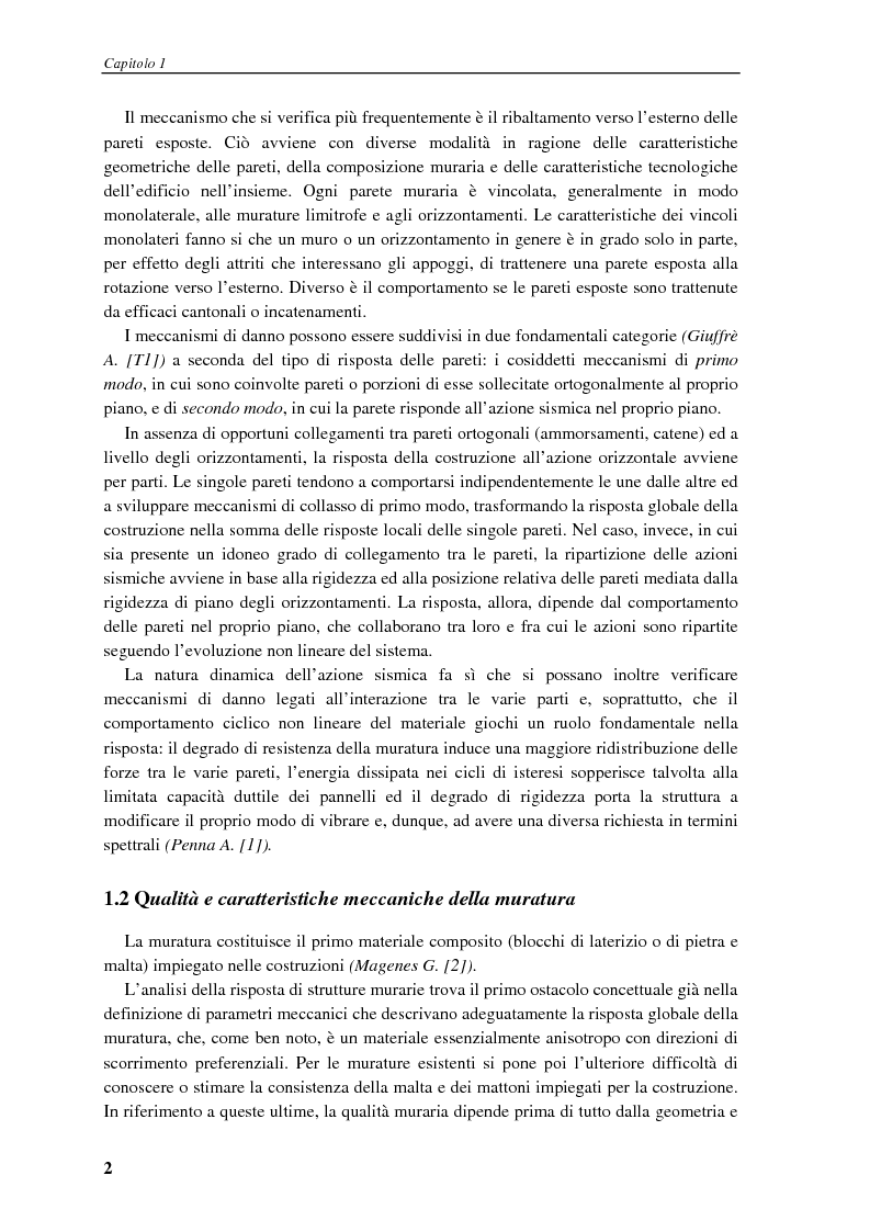 Anteprima della tesi: Simulazioni agli elementi finiti del comportamento dinamico di pareti in muratura, Pagina 2