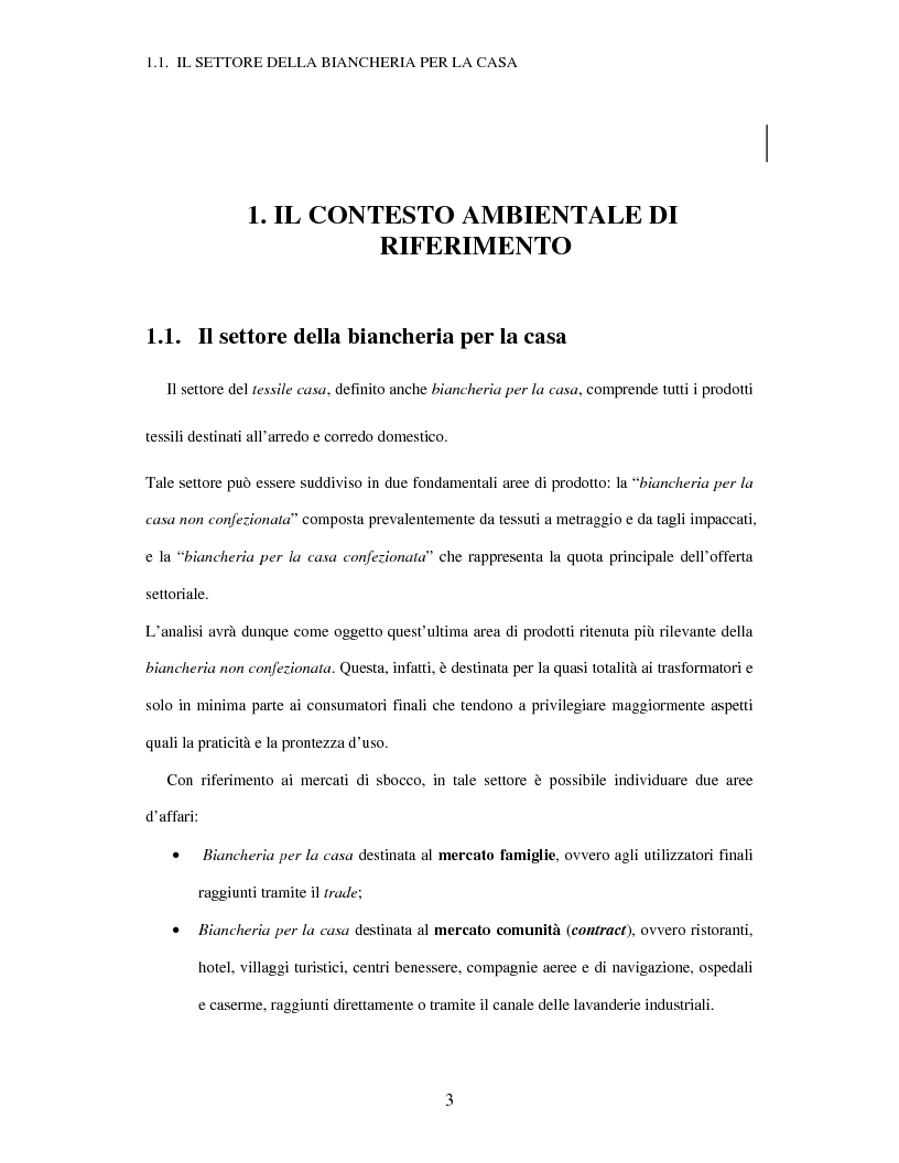 Anteprima della tesi: Biancheria e tessile casa: struttura ed evoluzione del settore, Pagina 3