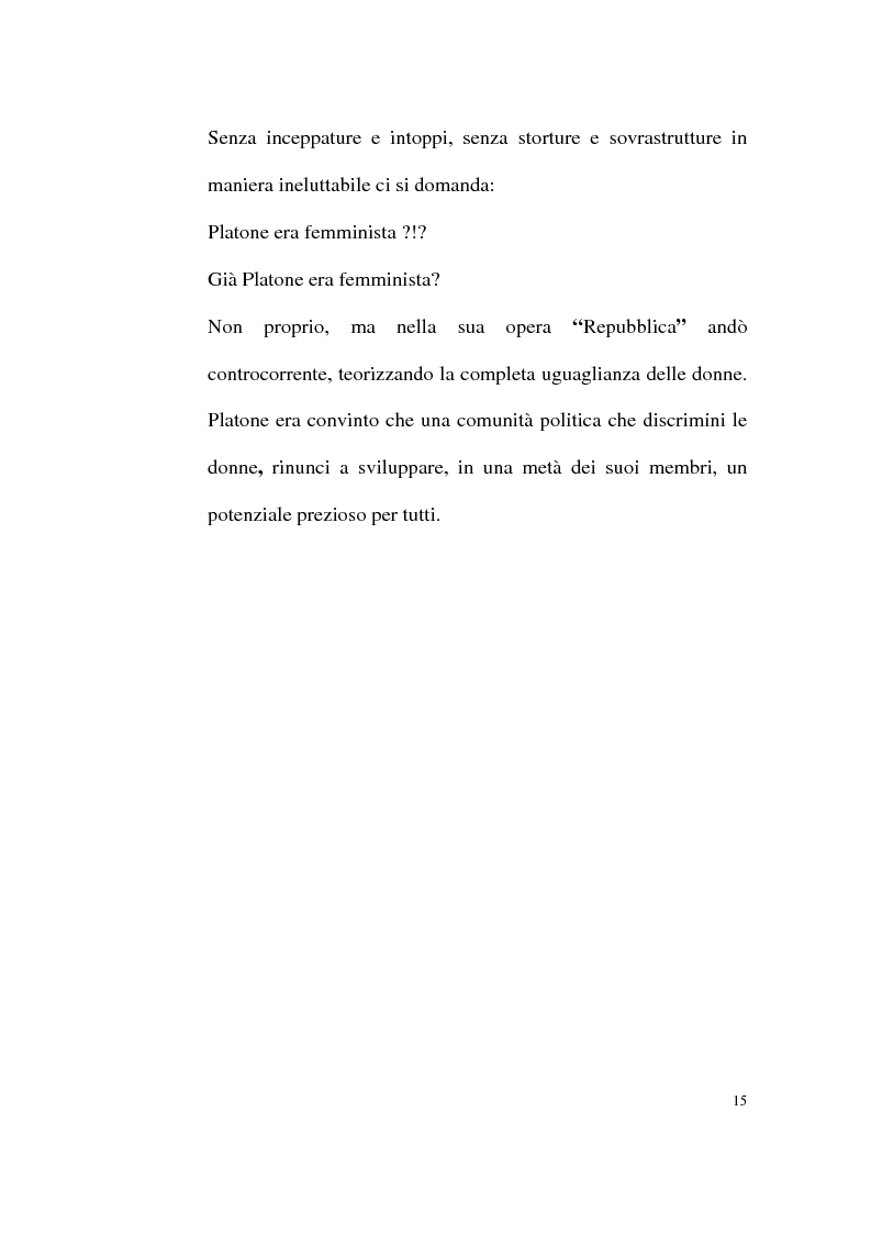 Anteprima della tesi: La donna nella concezione politica di Platone, Pagina 13