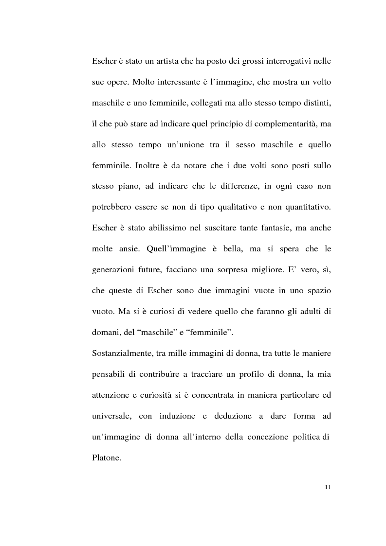 Anteprima della tesi: La donna nella concezione politica di Platone, Pagina 9