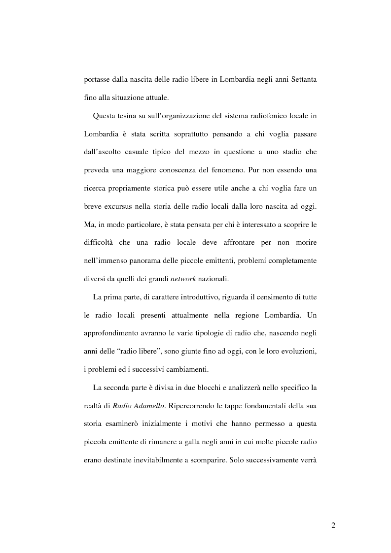 Anteprima della tesi: Radio Adamello. Struttura e offerta di una radio locale in Lombardia, Pagina 2