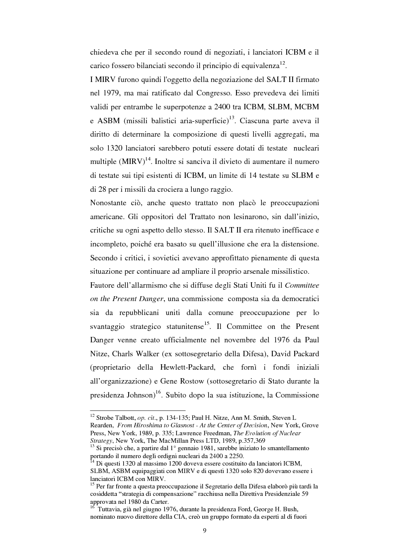 Anteprima della tesi: Gli USA e la difesa strategica: da Ronald Reagan a George W. Bush, Pagina 9