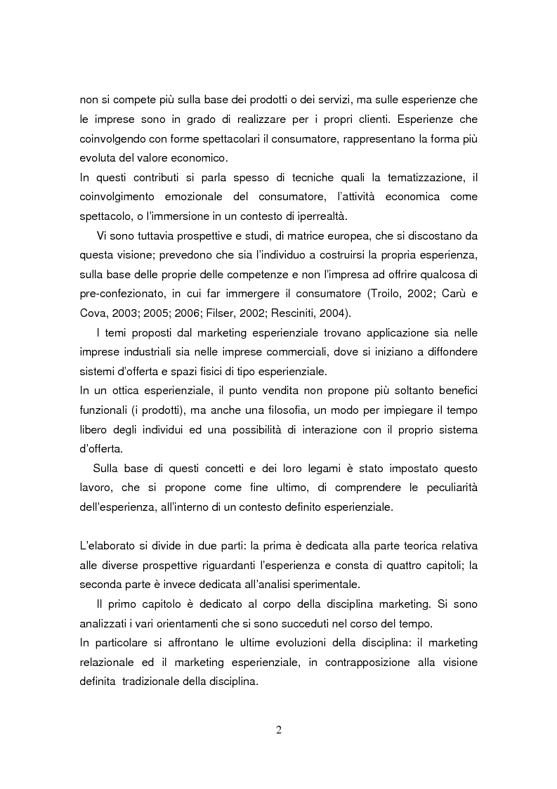 Anteprima della tesi: Marketing ed esperienza. Il caso ''La Feltrinelli Libri e Musica'', Pagina 2