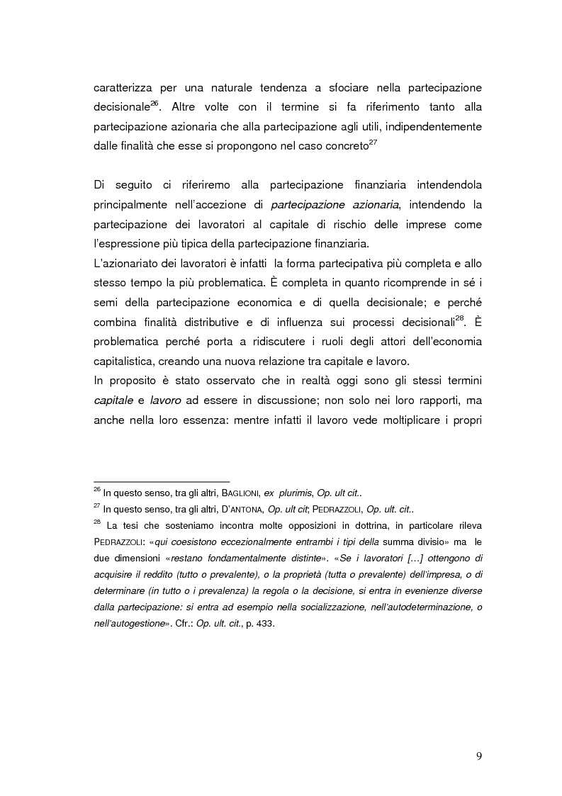 Anteprima della tesi: La partecipazione dei lavoratori al capitale di rischio dell'impresa, Pagina 12