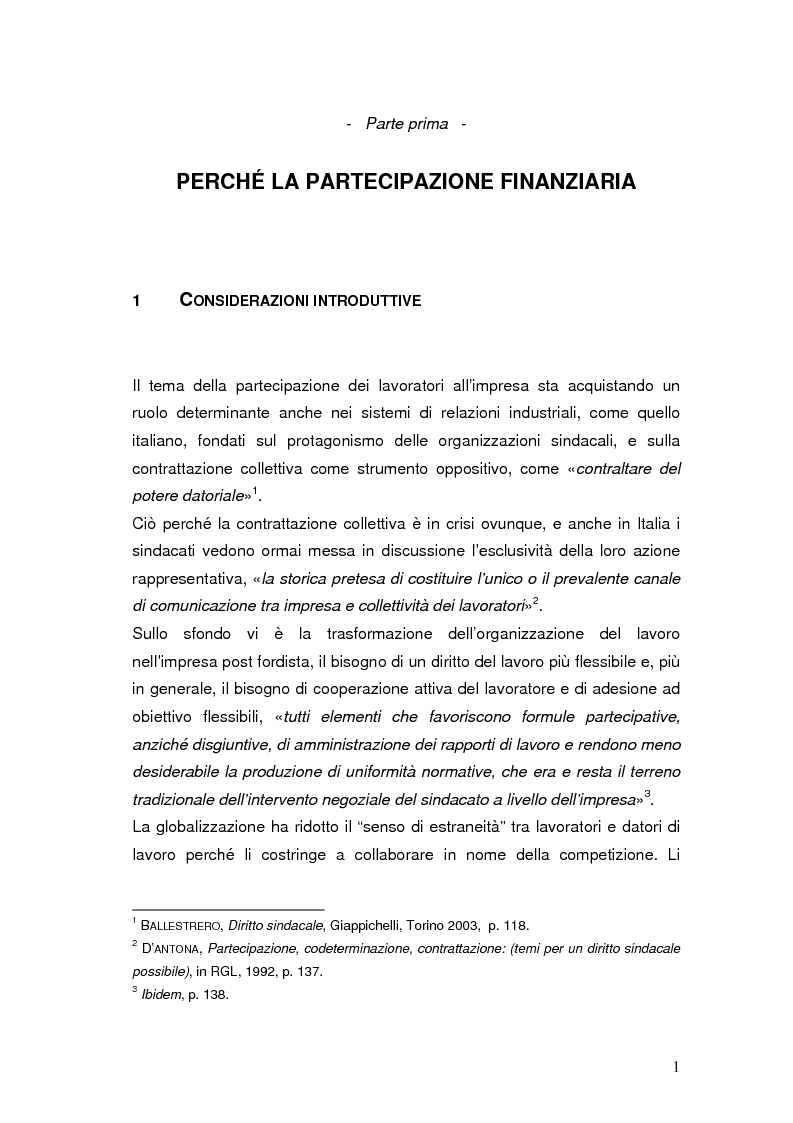 Anteprima della tesi: La partecipazione dei lavoratori al capitale di rischio dell'impresa, Pagina 4
