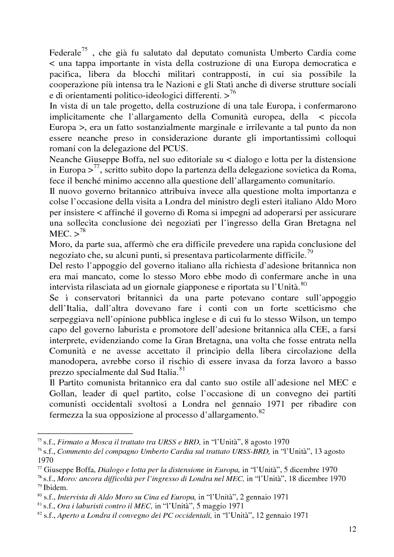 Anteprima della tesi: ''L'Unità'' e gli allargamenti della Comunità Europea (1969-1986), Pagina 12
