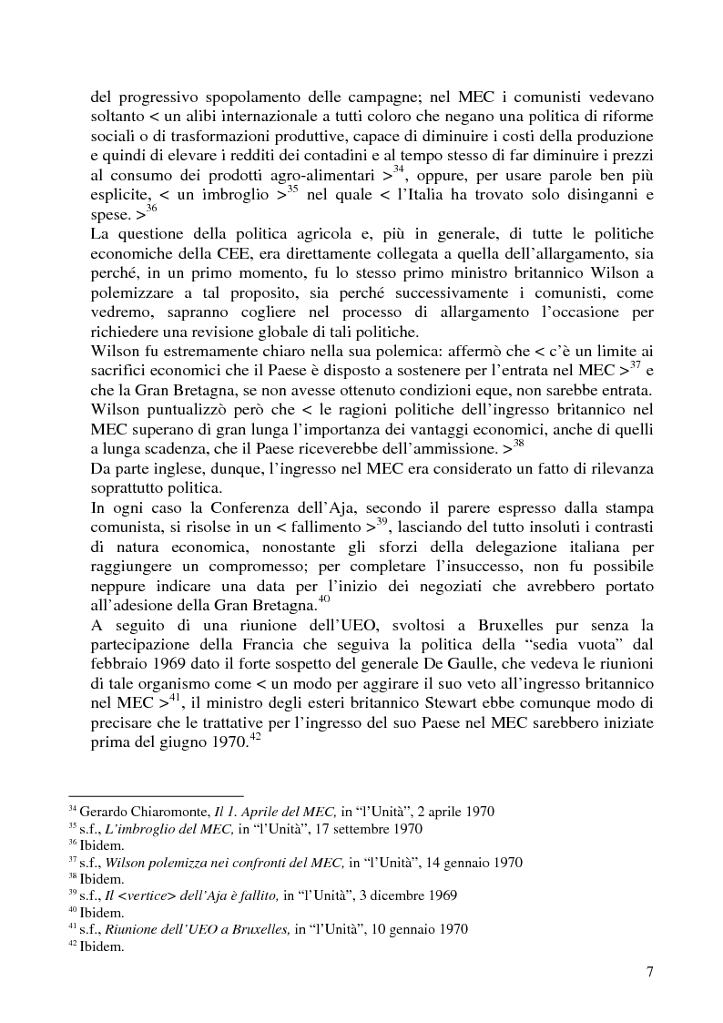 Anteprima della tesi: ''L'Unità'' e gli allargamenti della Comunità Europea (1969-1986), Pagina 7