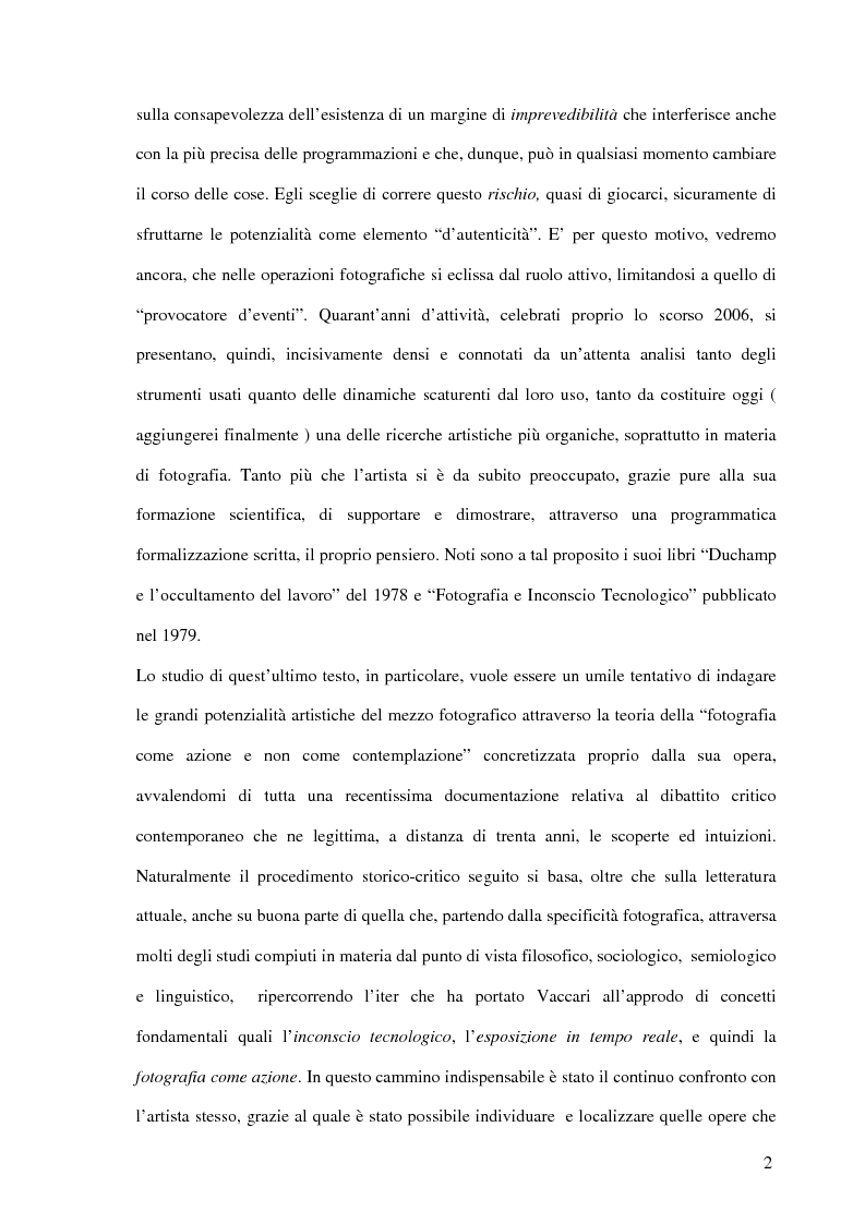 Anteprima della tesi: La fotografia in Franco Vaccari: dalla contemplazione all'azione, Pagina 2