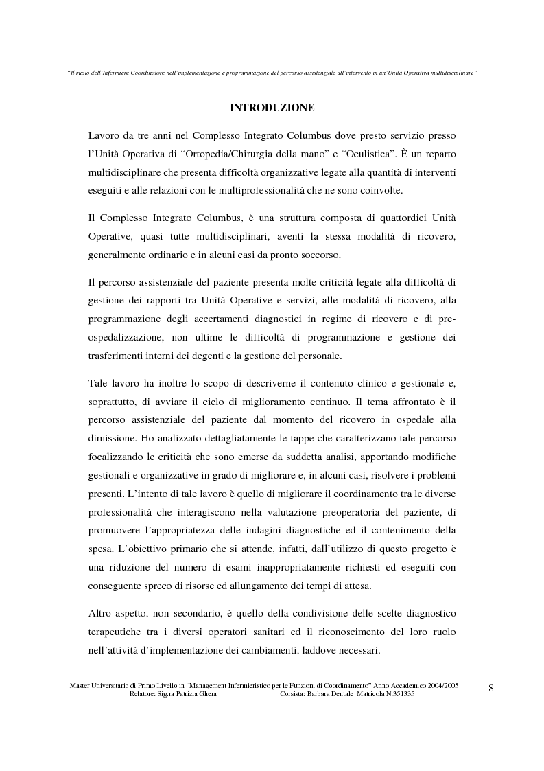 Anteprima della tesi: Il ruolo dell'infermiere coordinatore nell'implementazione e programmazione del percorso assistenziale all’intervento in un'unità operativa multidisciplinare, Pagina 3