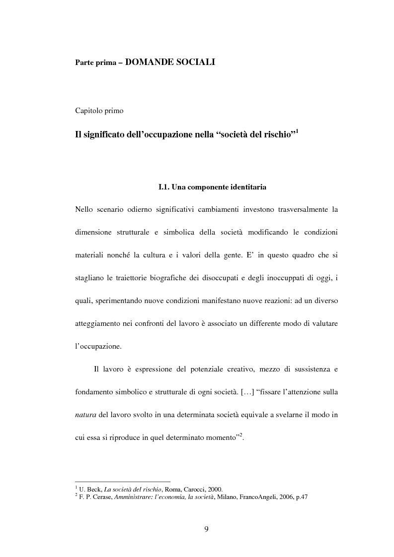 Anteprima della tesi: La costruzione sociale di politiche del lavoro attive: la risposta istituzionale alle nuove incertezze, Pagina 7